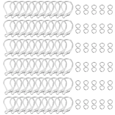 DIY Ohrring-Set: 60 Brisur-Ohrhaken + 60 Biegeringe, Silber