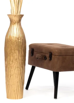 Produktbild von Leewadee Hohe Bodenvase 65 cm aus Mangoholz in gold