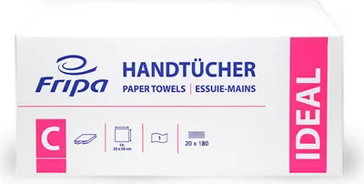 Produktbild von Fripa Handtuchpapier IDEAL 250 x 330 mm C-Falz hochweiß 1-lagig 20 x 180 Blatt