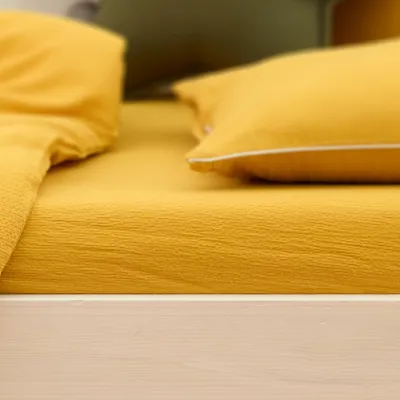 Produktbild von KraftKids Spannbettlaken Doppelkrepp Gelb Mustard pass. f. Matratze 90 x 200 cm