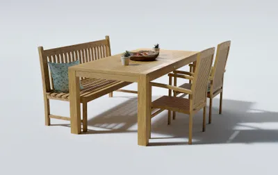 Produktbild von Teak Gartensitzgruppe Tisch 180 cm Teakholz 4xSessel Bank Esszimmer Gartenmöbel
