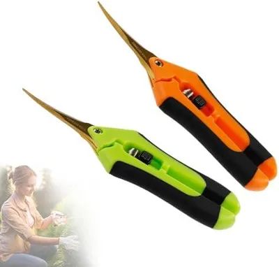 Produktbild von 8Stš¹cke Gartenschere mit Gebogenen Titanbeschichteten Klingen, Ernteschere, Rosenschere, Bonsai Schere, Pflanzschere, Klein Blumenschere fš¹r Baumzweige, Blumen, Frš¹chte