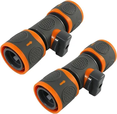 Produktbild von Doppelschlauchkupplung 1/2 Zoll, 2 Stück, orange, für Gartenbewässerung