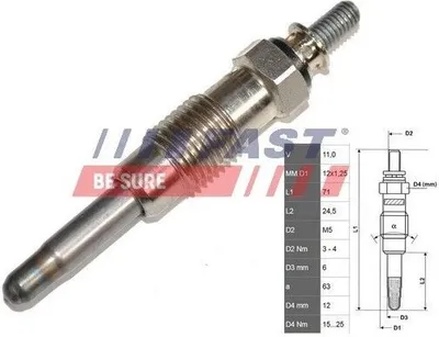 Produktbild von FAST FT82710 Diesel Glühkerze passend für MERCEDES-BENZ 190 (W201)