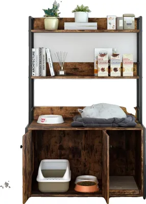Obrázek produktu pro Kočičí toaleta, skrytý design, multifunkční úložný prostor, hnědá barva