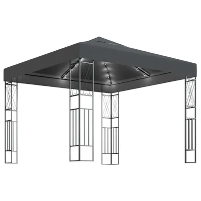Produktbild von vidaXL Pavillon mit LED-Lichterkette 3x3 m Anthrazit Stoff