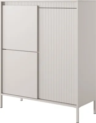 Produktbild von Masseno Kommode SENSATO 104 cm Highboard und 3 Türen für Wohnzimmer Schlafzimmer Modern 104x40x123 cm Beige / Beige