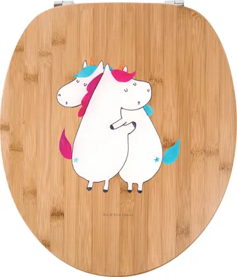 Produktbild von Mr. & Mrs. Panda Klodeckel Einhörner Umarmen - Transparent - Geschenk, Unicorn, WC Brille, Familie, Klobrille, Einhorn, Toilettendeckel, klo deckel, Liebe, Sitz, Freundin