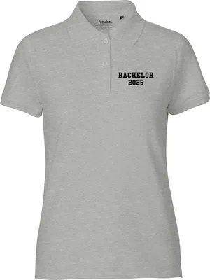 Produktbild von Huuraa Damen Polo Shirt Bachelor 2025 Abschluss XXL Sport Grey Bio Baumwolle Fairtrade Poloshirt Geschenkidee