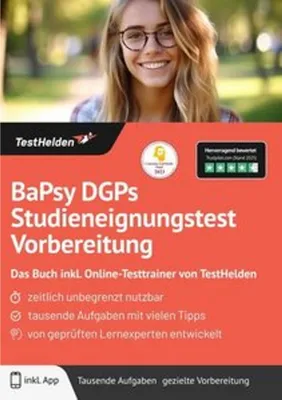 Produktbild von BaPsy DGPs Studieneignungstest Vorbereitung: Das Buch inkl. Online-Testtrainer von TestHelden
