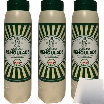 Produktbild von Popp Delikatess Remoulade 80% Rapsöl 3er Pack (3x650ml) + usy Block