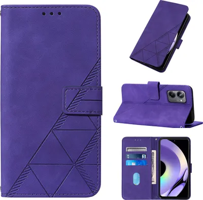 Produktbild von Hülle für Realme 10 Pro 5G Prägung Flip Leder Kartenfächer Schutzhülle mit Ständer Lila