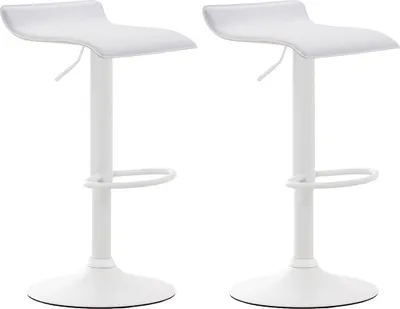 Immagine prodotto di Set di 2 sgabelli da bar Dyn V2, rivestiti in ecopelle, con altezza regolabile e girevoli. Colore: bianco, colore della struttura: bianco