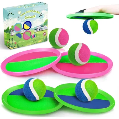Immagine prodotto di Set per il gioco della palla Klettball, adatto a bambini e adulti, impermeabile, confezione da 2, colore verde e rosa