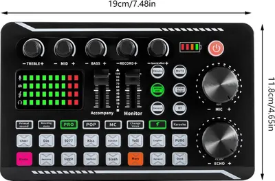 Immagine prodotto di Scheda audio professionale per live streaming - Interfaccia audio esterna USB/Type-C - Bluetooth - 12 effetti sonori - Batteria da 1200 mAh - PC e smartphone - Nero