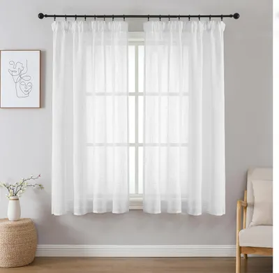 Linenlook-Vorhang 2er-Set B 140 x H 175 cm, grau-weiß