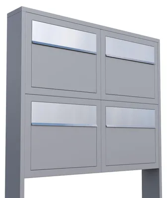Produktbild von Briefkastenanlage Elegance for Four in Grau Metallic mit Edelstahlklappe