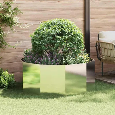 Produktbild von "Schlussverkauf" Pflanzkübel im Garten - 1 pc - Blumenbeet/Gartenbeet - Silber 120x120x50 cm Edelstahl  C13617