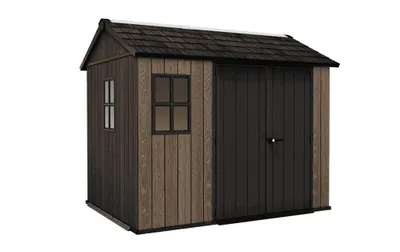 Produktbild von Keter Gerätehaus Apex 759, kompakt & wetterfest, aus EVOTECH™-Material, mit Doppeltür, walnuß, Maße: 230 x 287 x 246 cm