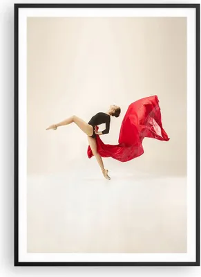 Produktbild von Gerahmtes Poster - Schwarzer Rahmen - Ballerina Tanz Rot - 70x100 cm - Wand Bild - Wanddeko - Wandbilder - Kunstposter - Wandposter - Bilderrahmen - Bilder - Kunstdruck - P2BPA70x100-4437