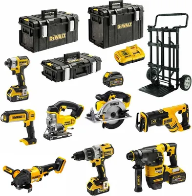 Image de DeWALT Kit DCK-FR834MP4 54V/18V (DCD996+DCG418+DCH333+DCS387+DCS391+ DCS331+DCL050+DCF887+2x5,0Ah+2x6,0Ah+DCB118+CADDY)