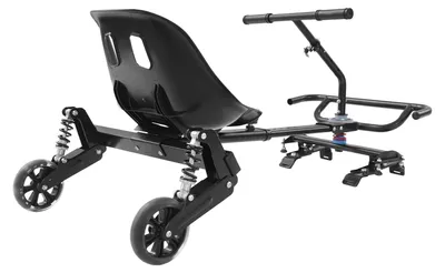 Obrázok produktu pre Držiak sedadla na hoverboard – Upevňovací systém – Nastaviteľný smer o 180° – 3 stupne – Stabilné uchytenie – 68,9–95 cm – Čierna farba