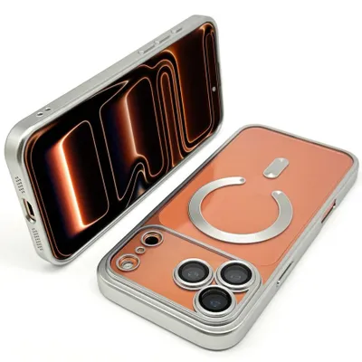 Produktbild von Wörleonline Handyhülle für iPhone 17 Pro Max Hülle mit Kameraschutz in passendem Farbton zur Originalfarbe kompatibel mit MagSafe Case Cover, Silber