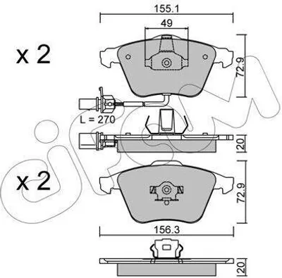 Produktbild von CIFAM Bremsbeläge Satz Vorne Bremsklötze für AUDI A6 Avant (4F5, C6) 822-549-1