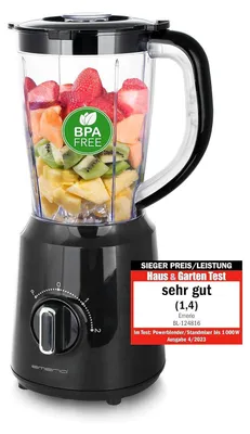 Produktbild von EMERIO Standmixer BPA frei Crush Ice Funktion 1.5l Behälter 2 Geschwindigkeiten + Pulse Messereinheit aus Edelstahl Sicherheitsschalter