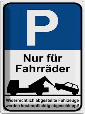 Produktbild von vianmo Blechschild 40x30 cm Parkplatz nur Fahrräder Parkplatzschild