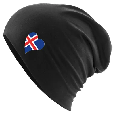 Produktbild von Huuraa Beanie Island Flagge Herz Black One Size Baumwolle und Elasthan Mütze Geschenkidee