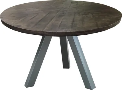 Produktbild von SIT Möbel Esstisch rund | 120 x 120 cm | 50 mm Tischplatte Mango grau | Metallgestell antiksilbern | B 120 x T 120 x H 76 cm | 07107-71 | Serie TABLES & CO