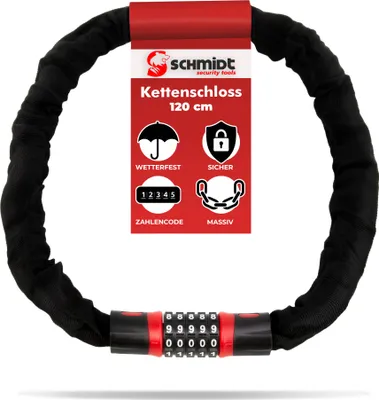 Produktbild von SCHMIDT security tools KS1000 Fahrradschloss Zahlenschloss 6mm 120cm 5-stelliges Kettenschloss