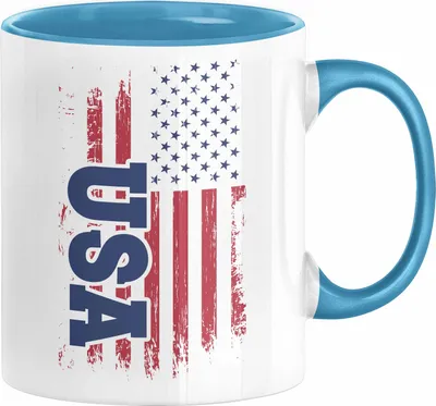 Produktbild von USA Tasse Geschenk Amerika Geschenkidee Auslandjahr Vereinigte Staaten Von Amerika Lieberalismus (Blau)
