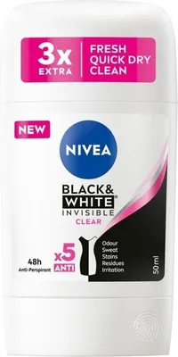 Produktbild von Nivea Black & White Invisible dezodorant w sztyfcie dla kobiet 50 ml