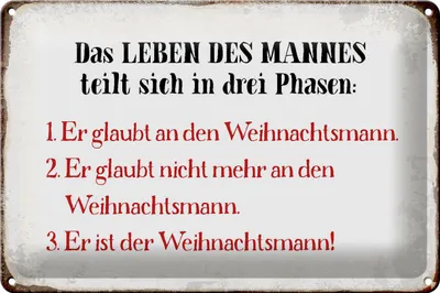 Produktbild von Blechschild Spruch 30x20cm das Leben des Mannes 3 Phasen