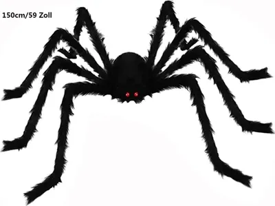 Produktbild von Halloween-Riesenspinne, Rot Augen, gruselige Plüsch Spinne für Halloween-Dekoration, Karneval, Riesenspinne-Requisiten, 150cm/59 Zoll