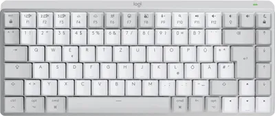 Produktbild von Logitech MX Mechanical Mini für Mac, Kabellose Tastatur mit Beleuchtung, Flache Tasten, Taktile leise Tasten, Hintergrundbeleuchtung, Bluetooth, USB-C, Apple, iPad, Deutsches QWERTZ - Pale Grey
