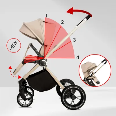 Obrázok produktu pre BabyLux® Kočík 3v1 Set GAVIA, Skladací, Sada Lahkých Kombinovaných Kočíkov Vrátane Vaničky na Kúpanie, športovej Sedačky, Autosedačky I-Size a ďalšieho Príslušenstva, 4 Polohy Sklonu, 0–22 kg