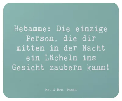Produktbild von Mr. & Mrs. Panda Mauspad Spruch Hebamme Lächeln - Meeresbrise - Geschenk, Berufsalltag, pc, Berufspassion, Mousepad, handgefertigte Geschenke, Geburtshilfe, Mouse Pad