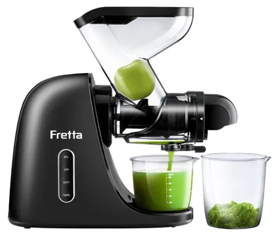 Slow Juicer 200 W, 76 mm Öffnung, Kaltpress-Entsafter, BPA-frei, Schwarz