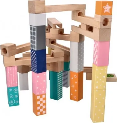 Obrázek produktu pro Adam Toys Dřevěná kuličková dráha, labyrint - 53 dílků