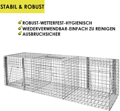 Produktbild von Lebendfalle Vogelfalle Falle Vogel Vögel Mehrfachfalle Kammern 102 x 30 x 30 cm Petigi