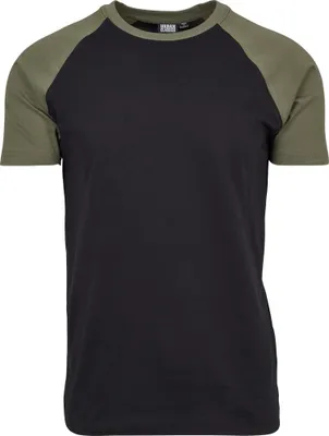 Produktbild von Urban Classics T-Shirt Herren Raglan Contrast Tee schwarz/oliv XL