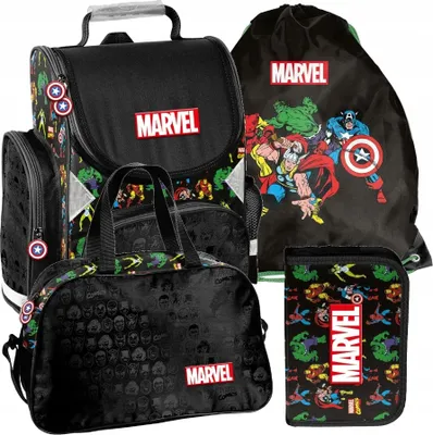 Produktbild von Schulrucksack Mädchen Jungen Motiv AVENGERS 4 T Set Rucksack Federmäppchen Tasche Schuhbeutel Mega-Set Paso