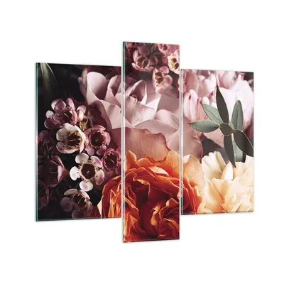 Produktbild von Bilder auf glas - 3 Teile - Blumen Getreide Rosen - 95x80cm - Glasbilder - Wandbilder - Bilder - zum Aufhängen bereit - Wanddekoration aus Glas - Glas Bilder - Wandbild auf Glas - GCB95x80-4692
