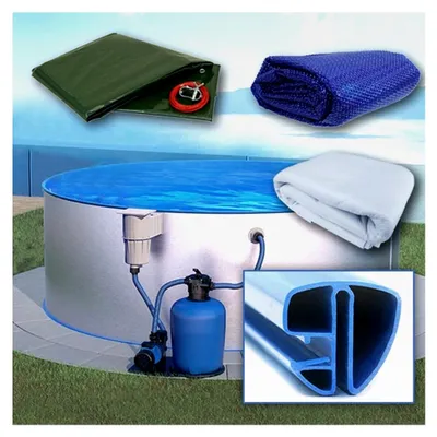 Produktbild von Rundpool Ø 500 x 150 cm I Komplettset I Poolfolie blau 0,8 mm I Zubehör I Spezial Handlauf I 5 x 1,5 m
