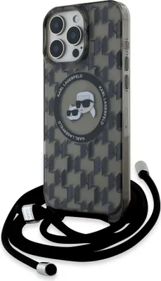 A Karl Lagerfeld iPhone case with a crossbody strap.