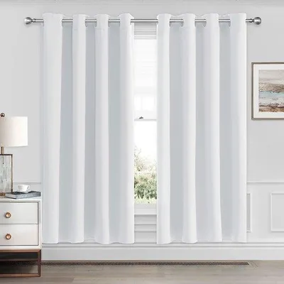 Immagine prodotto di Tende oscuranti Unyqoos® Thermo-Set 2 pezzi – Tende con passanti, altezza 137 cm, larghezza 117 cm, in poliestere, isolanti termicamente e oscuranti (85-95%), colore grigio-bianco