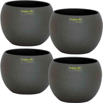 Produktbild von Set4 4 Keramik Blumentöpfel Madeira 11/09 dunkel grau struktur Kugel Ø 14,0 cm H 11,5 cm